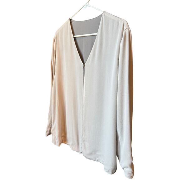 Talbots Pure Silk Reversable grey silver one button close top-jacket size large - Picture 5 of 13